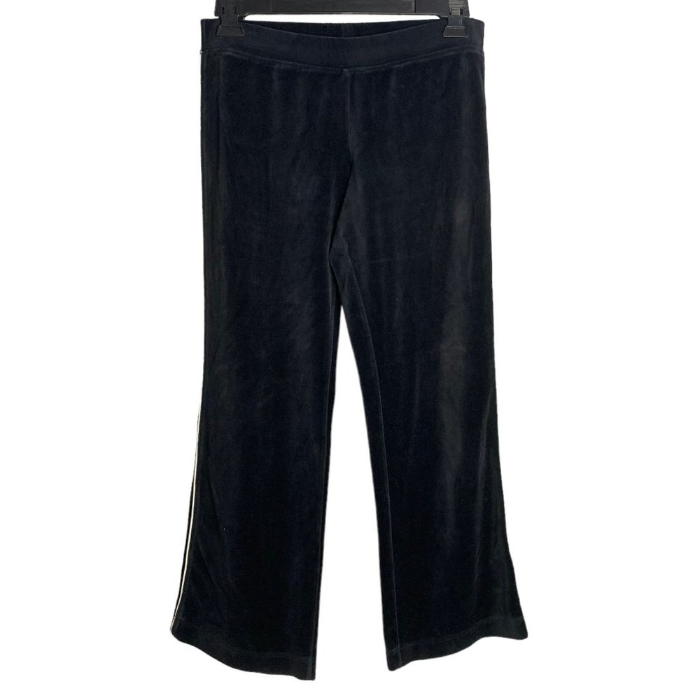 Boston Proper Velour Sweat Pants S Black Mid Rise Flared Elastic Waist
